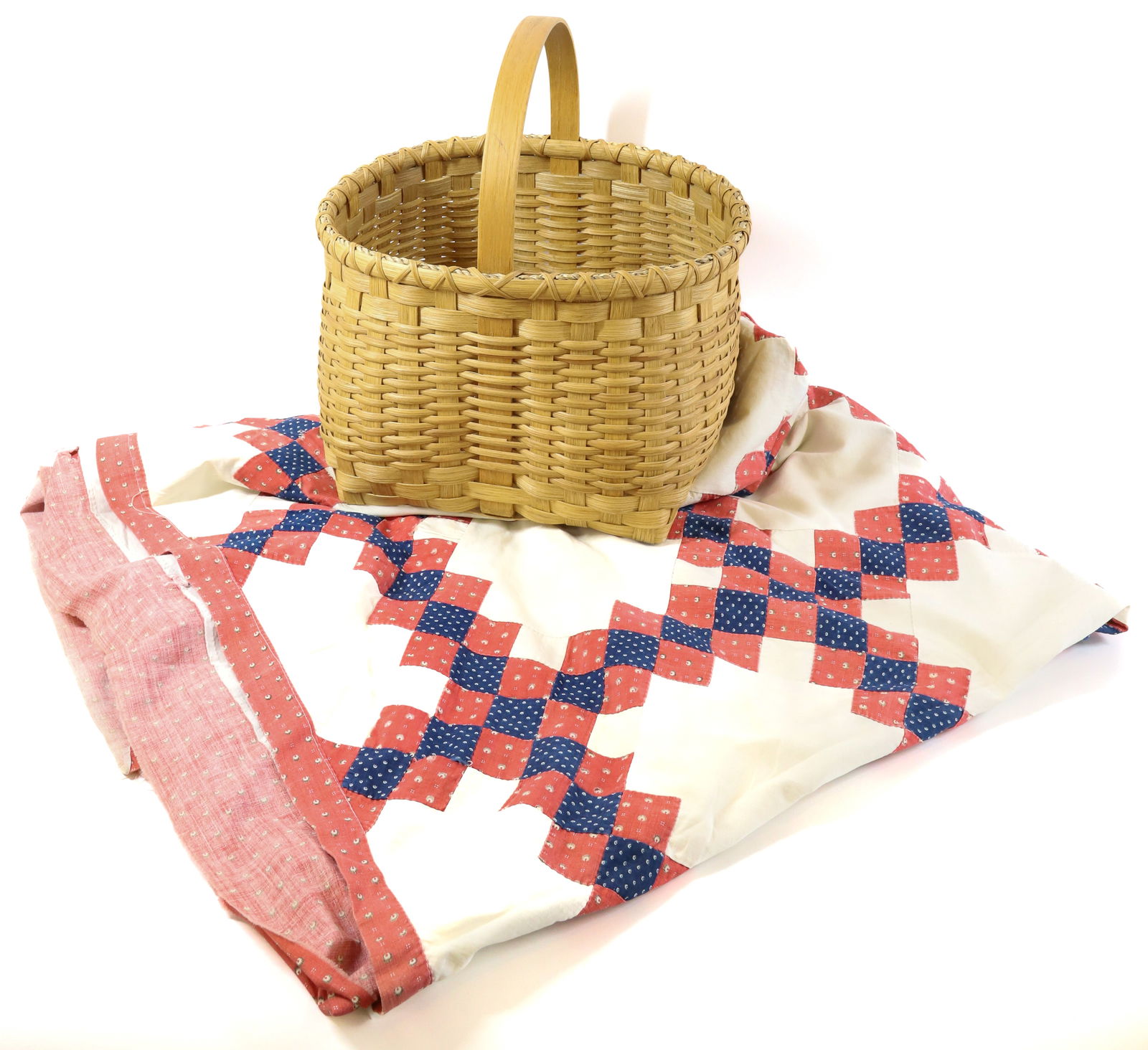 HAND STITCHED QUILT TOP AND BASKET (1 of 8)