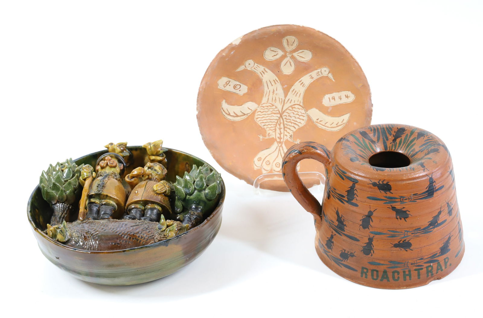 LOT OF CONTEMPORARY FOLK ART POTTERY (1 of 8)