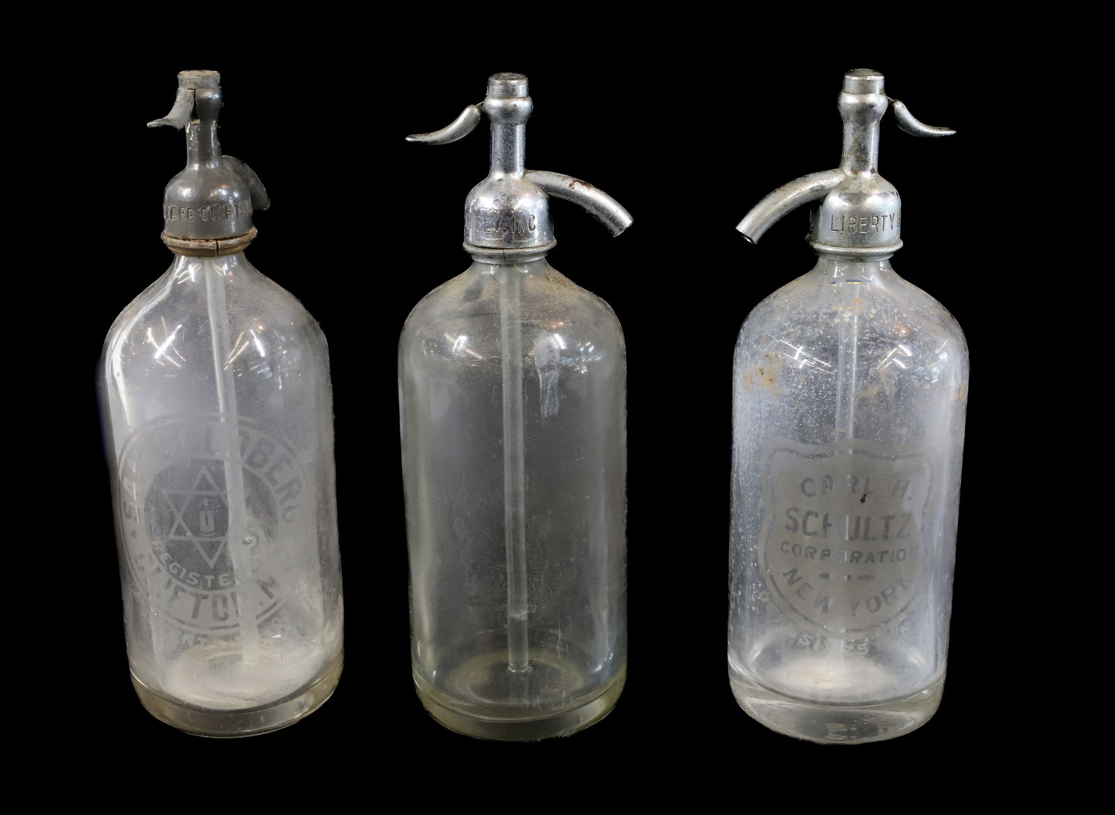 (3) ADVERTISING SELTZER BOTTLES (1 of 3)