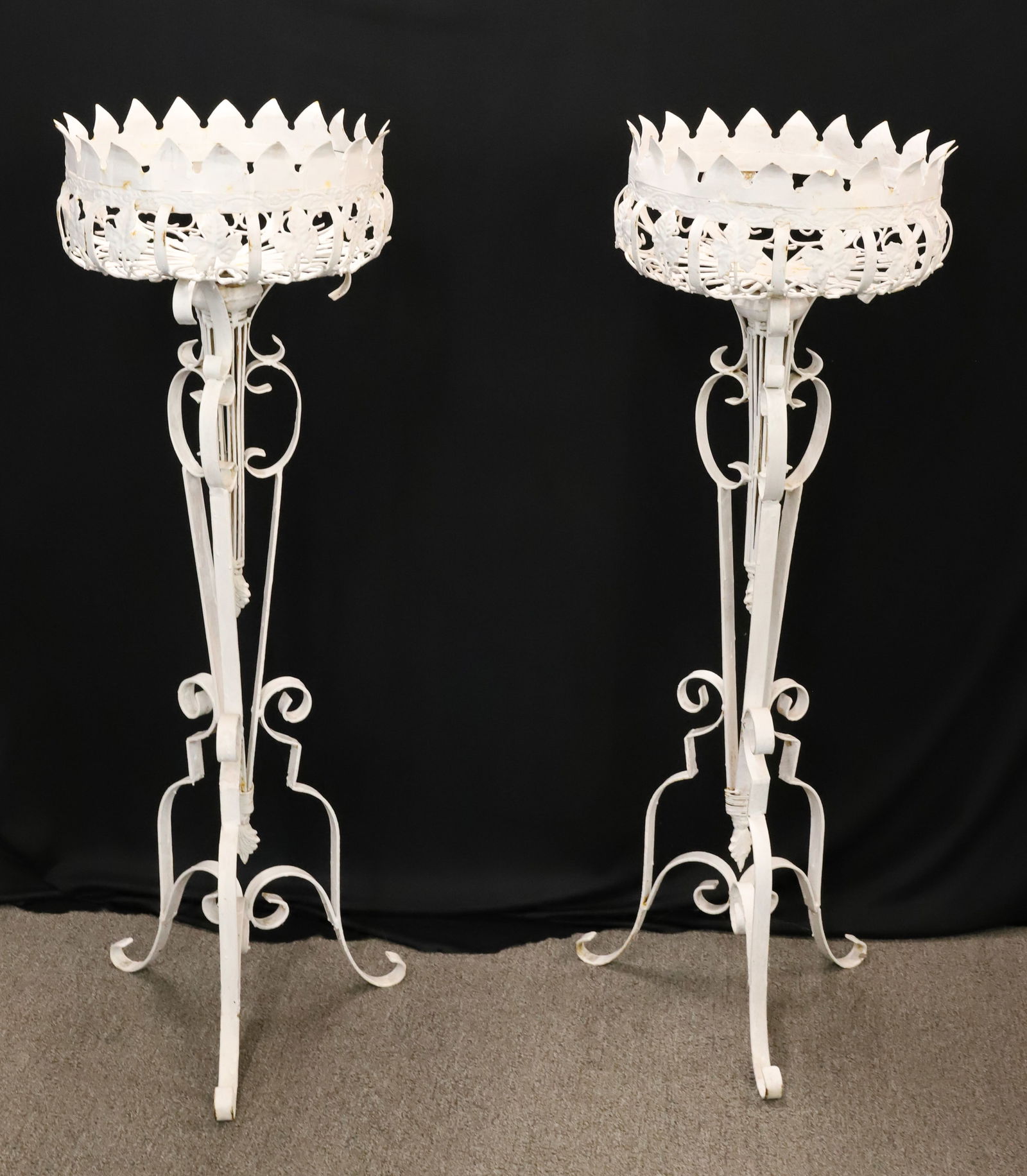 PAIR OF PAINTED METAL PLANT STANDS (1 of 5)