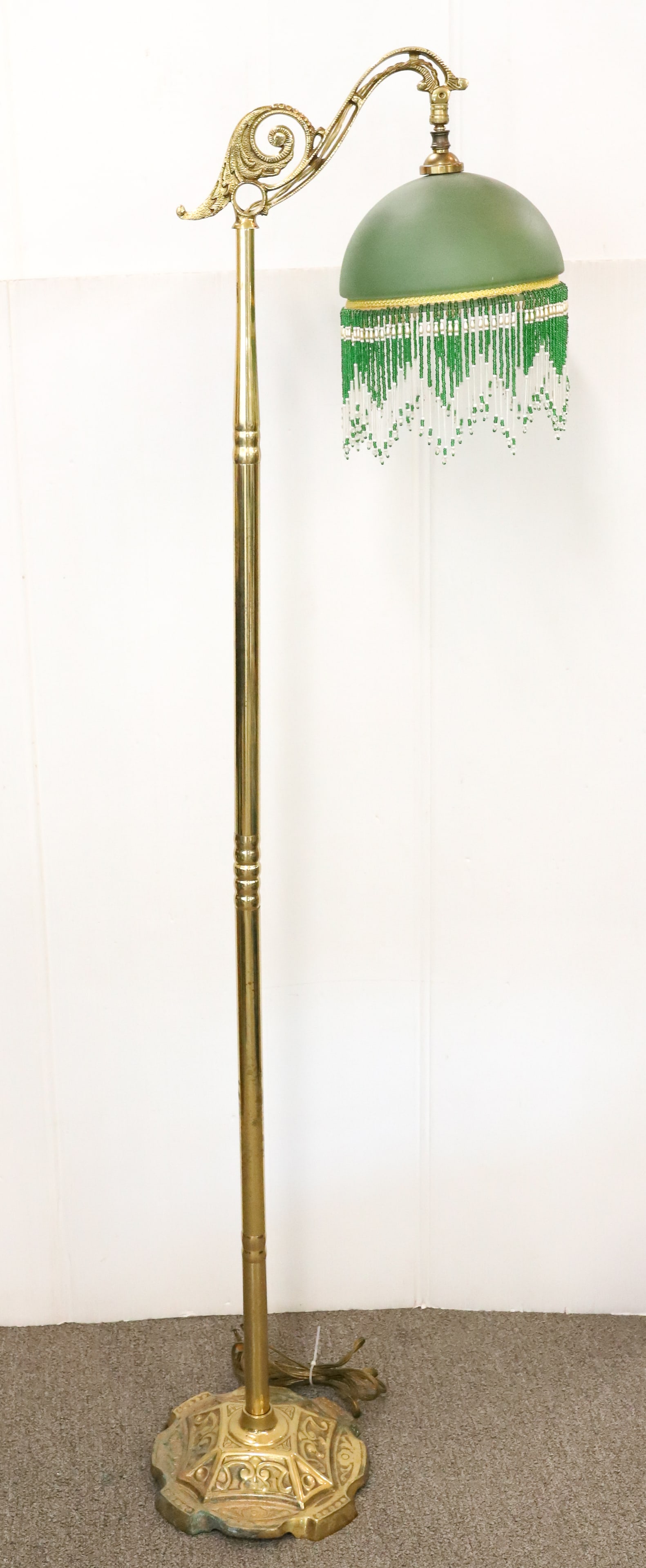 CAST BRASS FLOOR LAMP WITH SHADE (1 of 6)