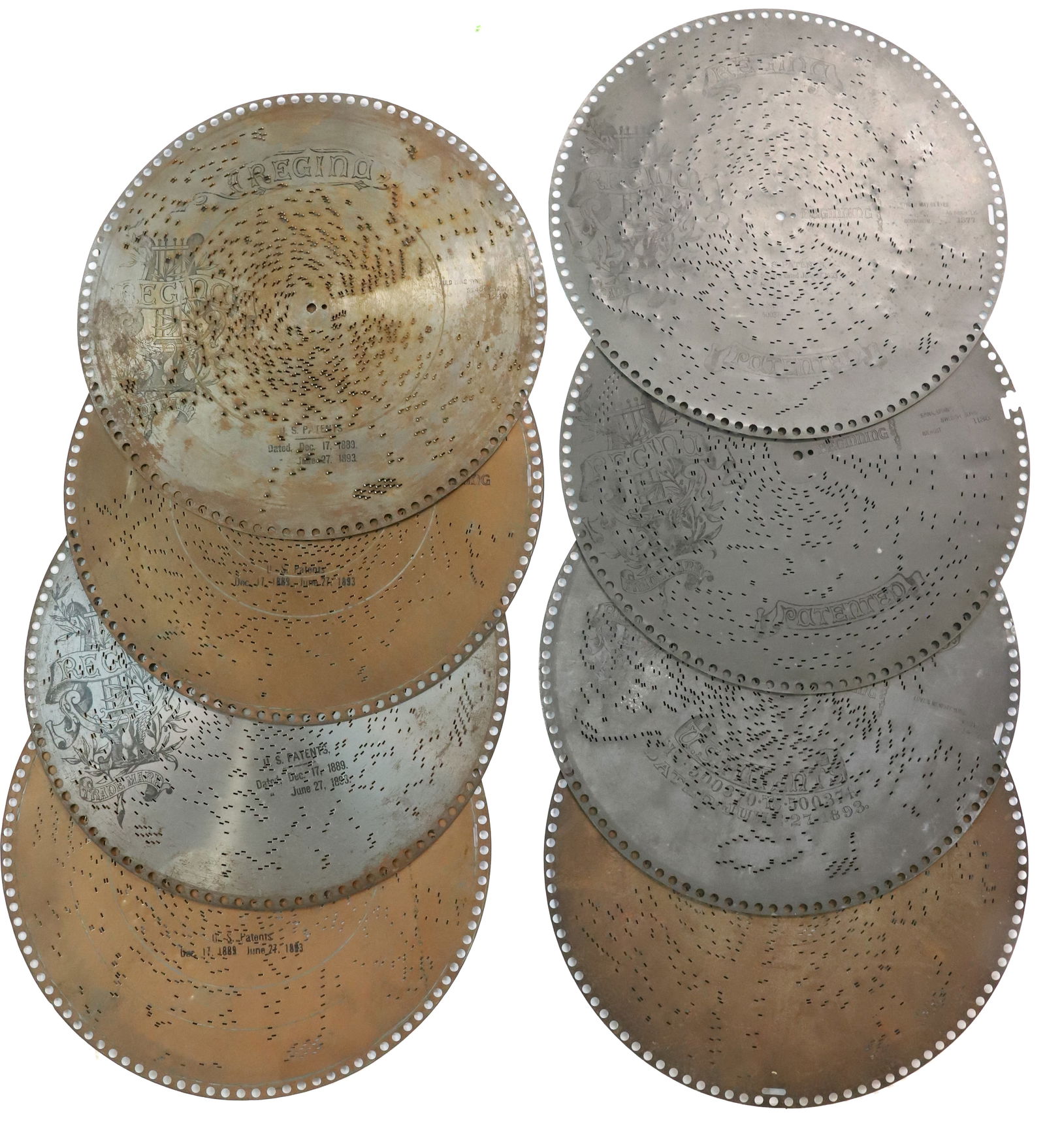 LOT OF REGINA MUSIC BOX DISCS. 15 1/2" (1 of 2)