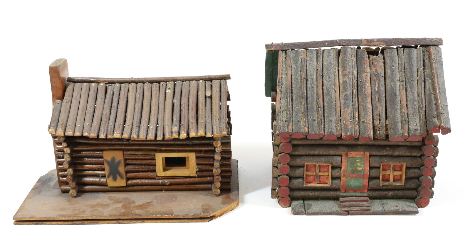(2) FOLK ART LOG CABINS (1 of 6)