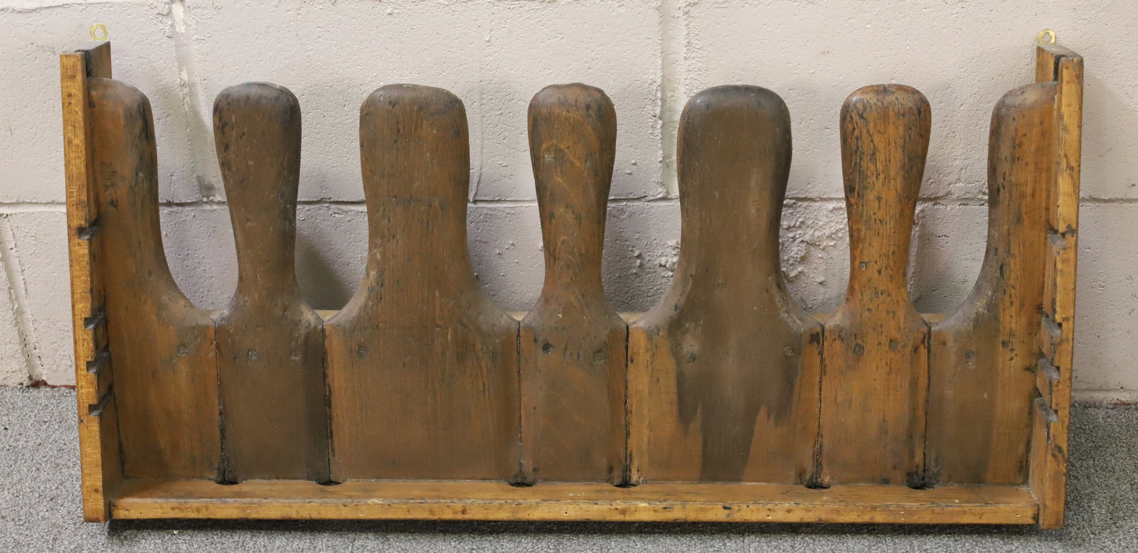 ANTIQUE SHOE RACK FRAGMENT: WOODEN SHELF FROM SHOE RACK - 31 1/2" L PLEASE READ CAREFULLY - Terms for Purchasing and Shipping of Auction Items. Please read carefully before bidding. All payments for purchases will be made throug