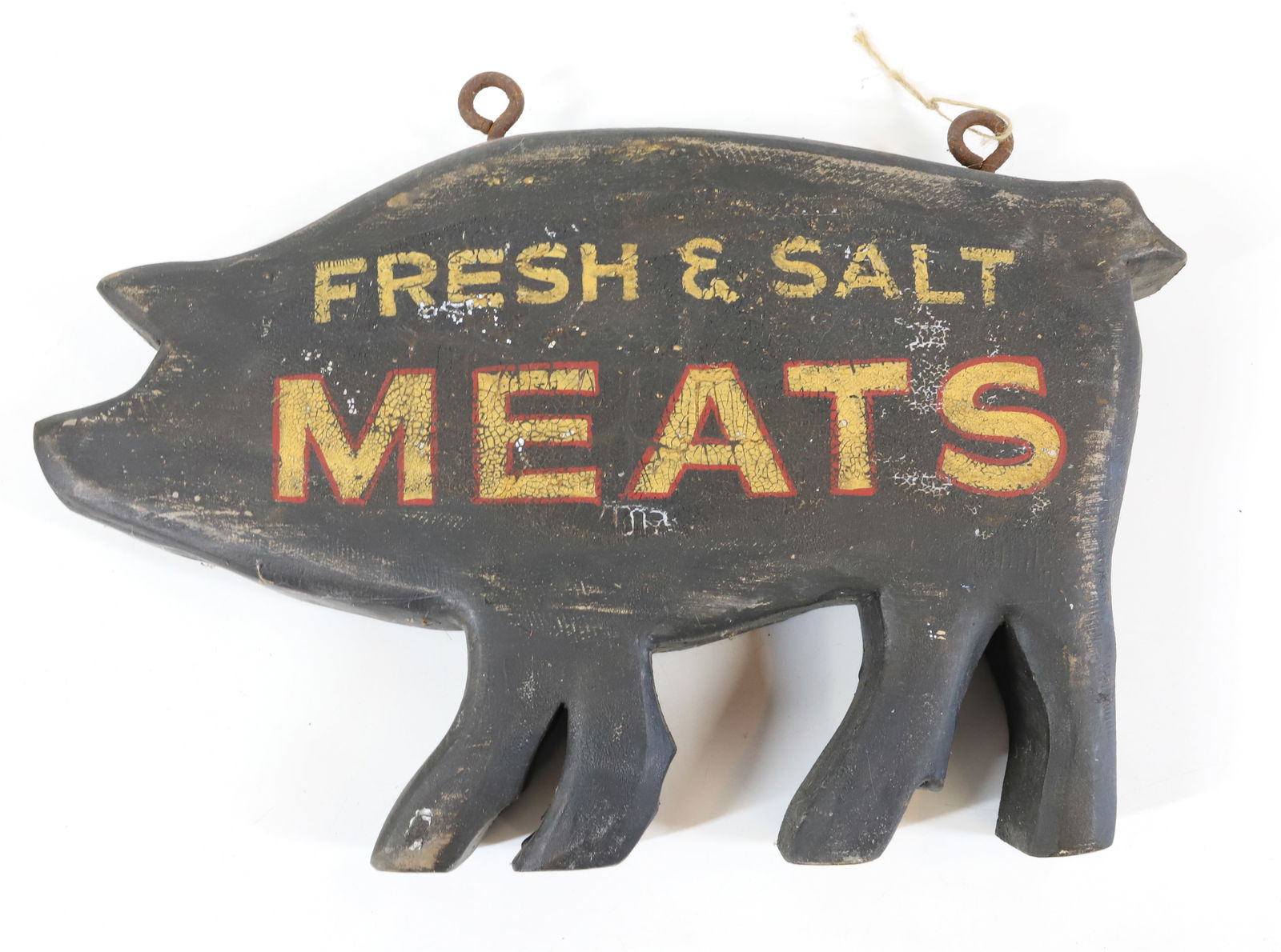 PAINTED WOODEN PIG TRADE SIGN (1 of 3)