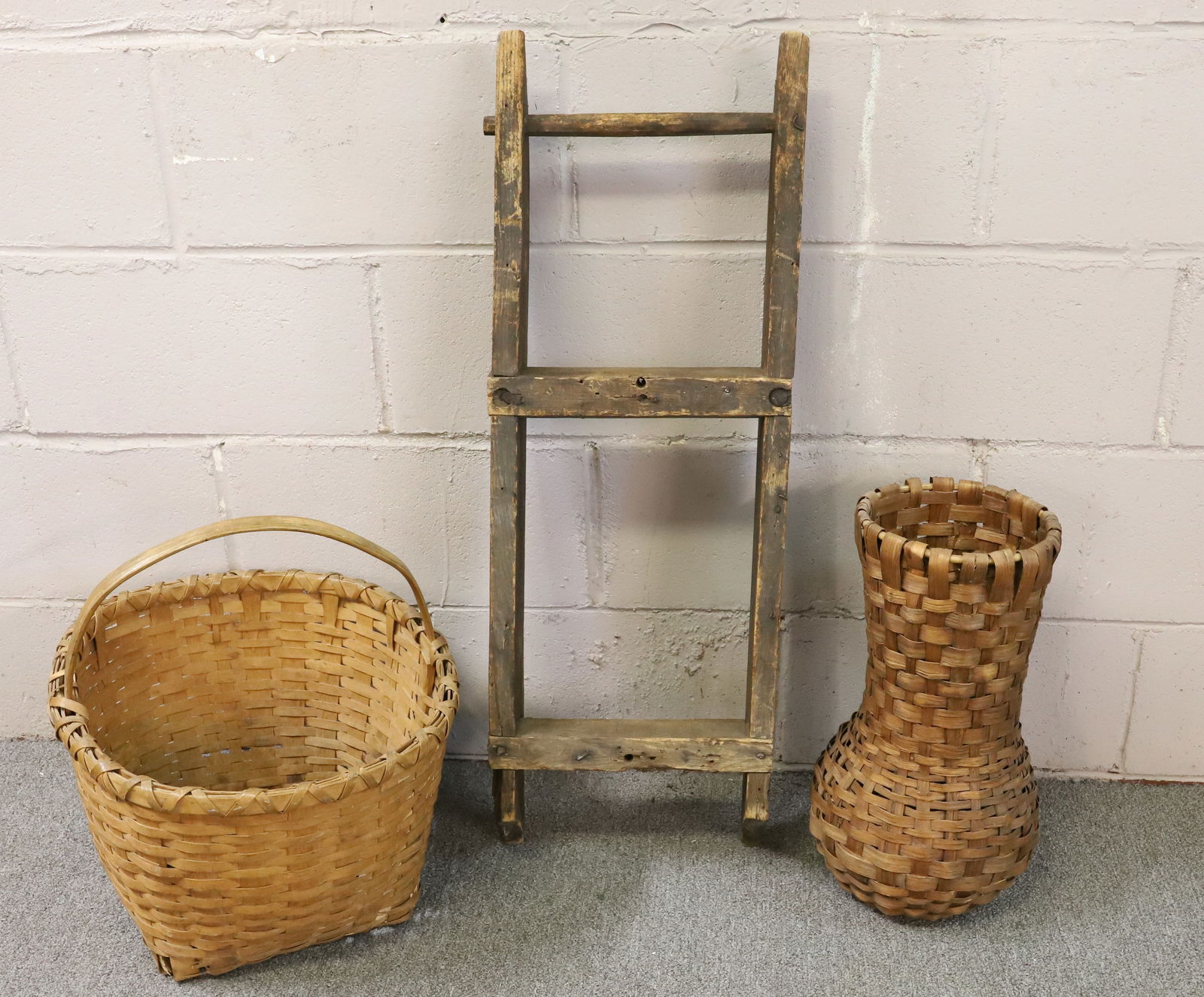 (2) ANTIQUE BASKETS AND SLED BASE (1 of 4)