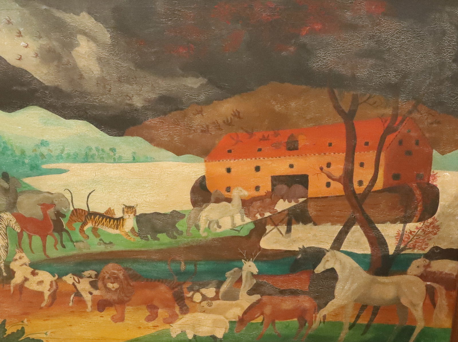 PRIMITIVE STYLE OIL ON CANVAS, NOAH'S ARK (1 of 5)