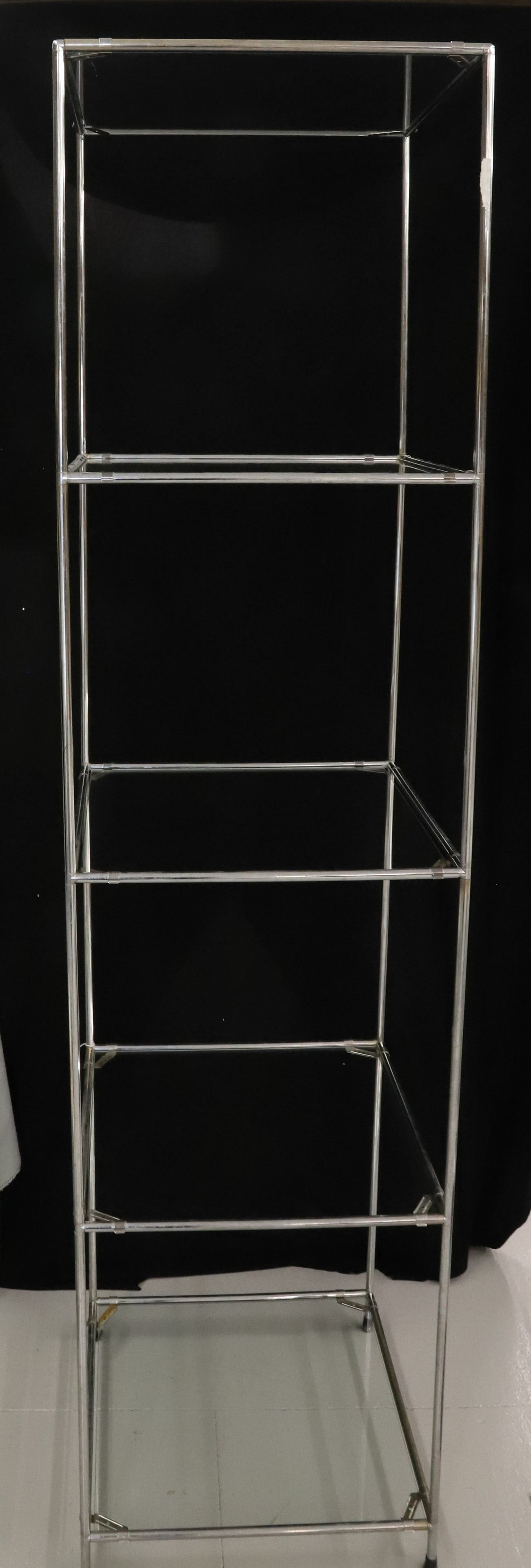 PR. OF CHROME AND GLASS DISPLAY SHELVES (1 of 4)
