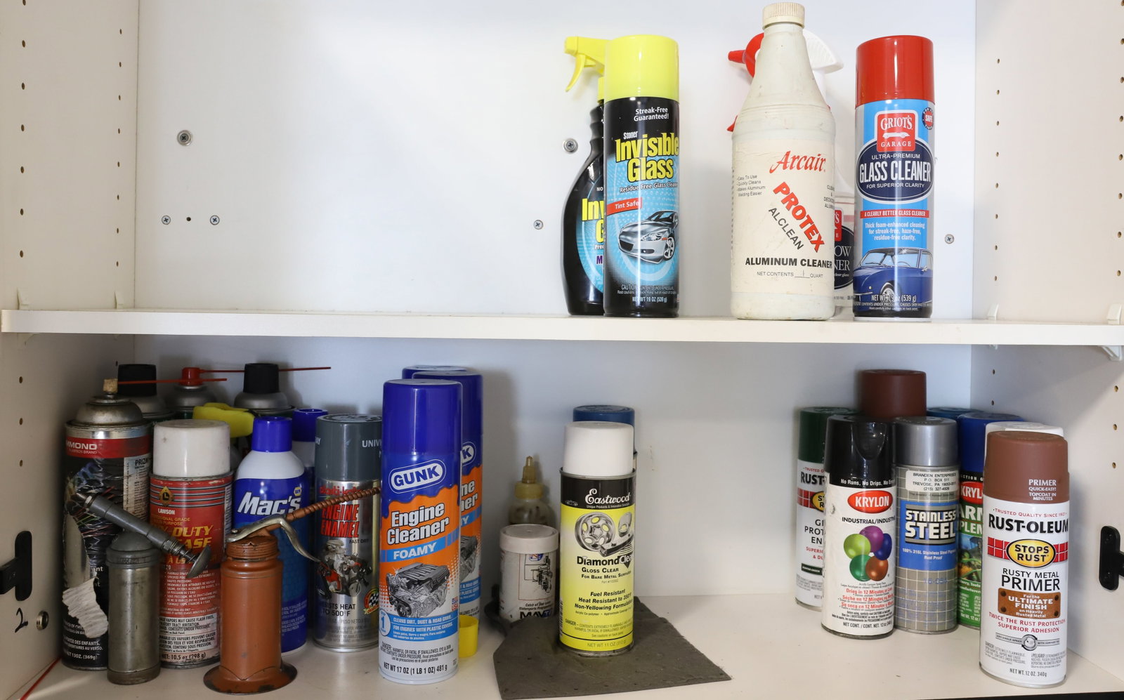 SHELVES OF SUPPLIES: ENGINE CLEANER, PAINT, GLASS CLEANER, ETC. Terms: THIS SALE IS AN ONLINE ONLY TOOL AND EQUIPMENT AUCTION. PLEASE READ CAREFULLY..... THERE ARE (2) LOCATIONS FOR THE ITEMS LISTED: LOTS 1 TO 286 ARE LOC