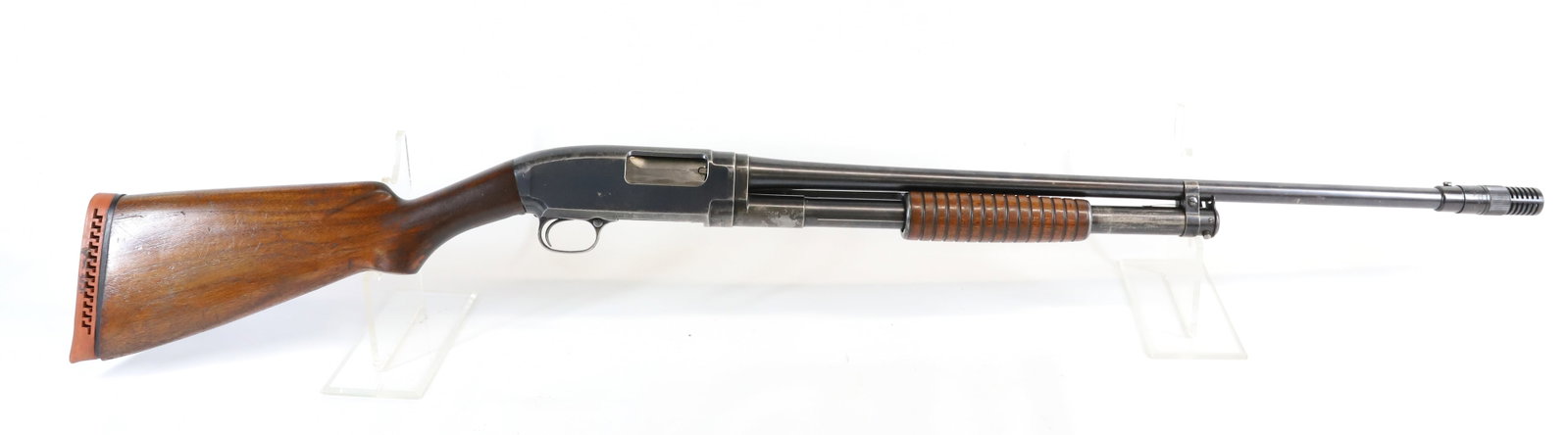 WINCHESTER MODEL 12, PUMP SHOTGUN: 20 GAUGE, 2 3/4" SHELLS, FULL MARKED ON BARREL WITH POLY CHOKE, 26" BARREL Registration: Terms: THIS GUN REQUIRES REGISTRATION OR AN FFL TRANSFER TO PURCHASE