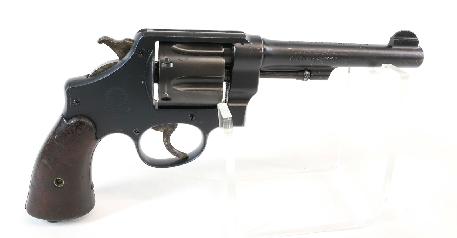 SMITH AND WESSON MODEL 1917: DA 45, SERIAL# 829687, 5 3/4" BARREL, BRAZILIAN CONTRACT, WITH LANYARD LOOP Registration: Terms: THIS GUN REQUIRES REGISTRATION OR AN FFL TRANSFER TO PURCHASE
