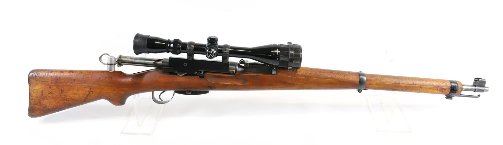 SWISS MODEL K31 BOLT ACTION RIFLE: 7.5 SWISS, SERIAL# K3116193, SCHMIDT RUBIN STRAIGHT PULL, ST, MARIES CLAMP ON MOUNT WITH TASCO 7X18 SCOPE Registration: Terms: THIS GUN REQUIRES REGISTRATION OR AN FFL TRANSFER TO PURCHASE