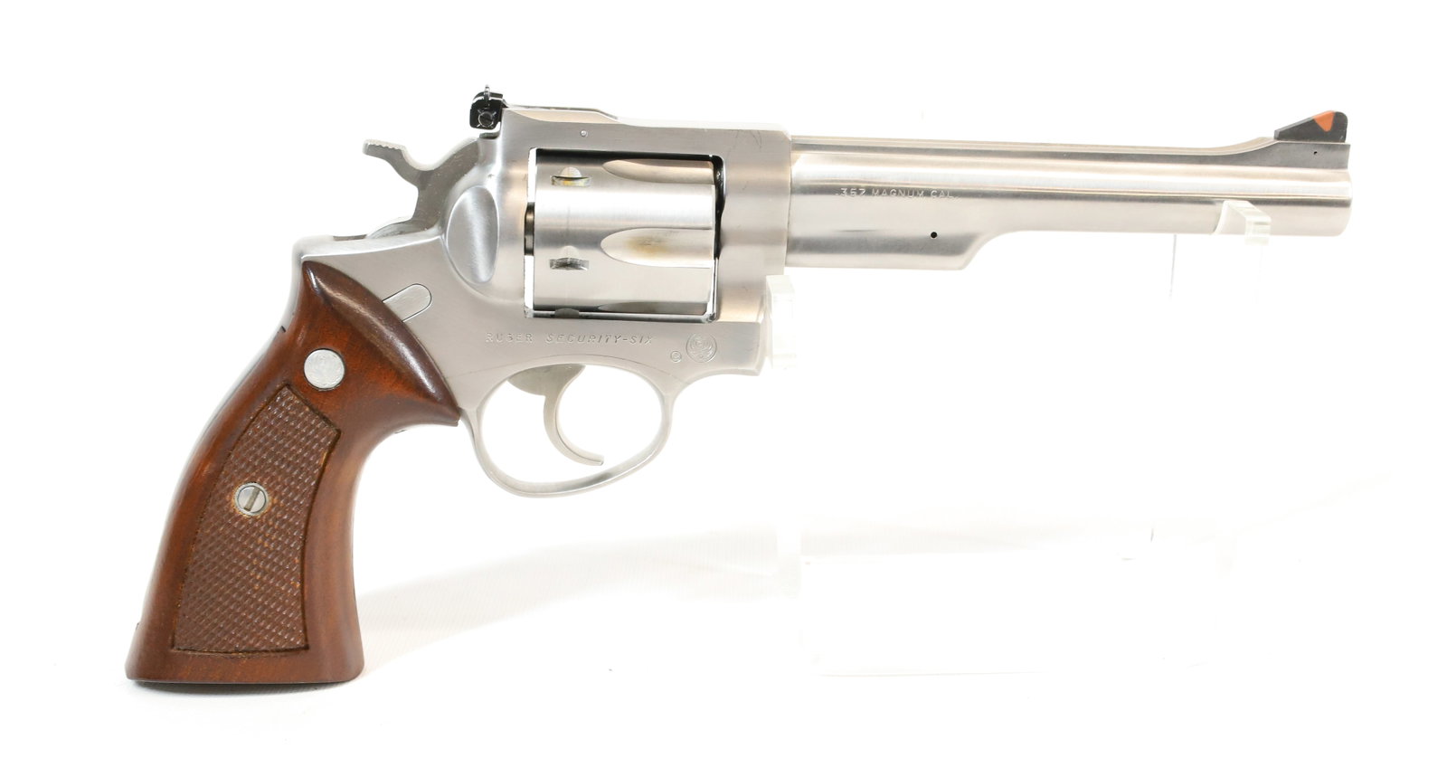 RUGER SECURITY SIX REVOLVER: 357 MAG, SERIAL# 16-40348, 6" BARREL, NICKEL FINISH Registration: Terms: THIS GUN REQUIRES REGISTRATION OR AN FFL TRANSFER TO PURCHASE