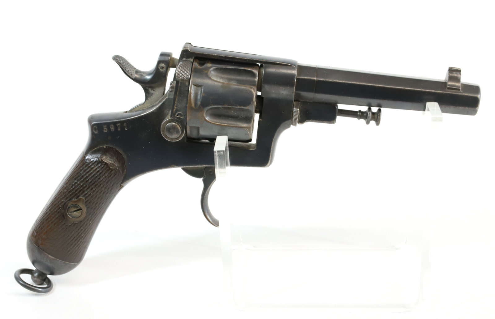 GLISENTI BODEO MODEL 1896 REVOLVER: 10.35MM, SERIAL# G5971, 4" HEXAGONAL BARREL Registration: Terms: THIS GUN REQUIRES REGISTRATION OR AN FFL TRANSFER TO PURCHASE