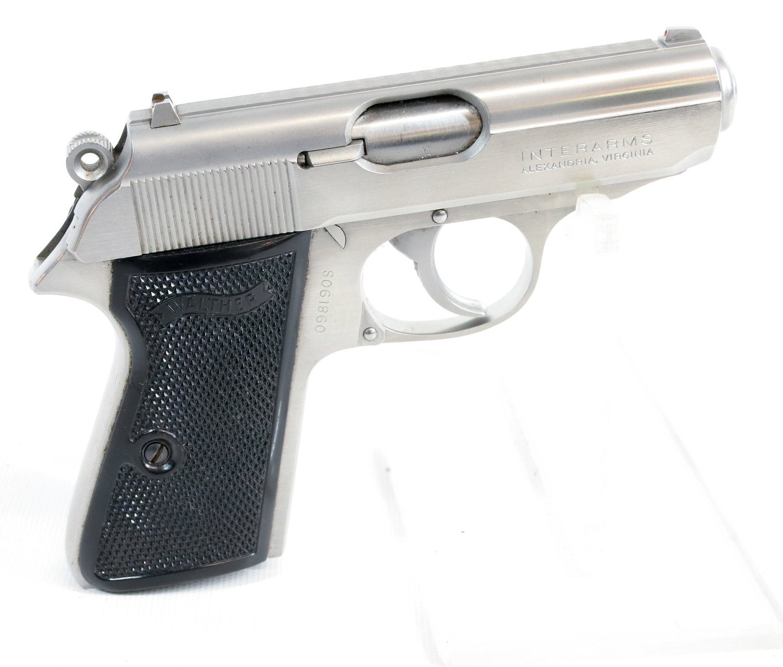 CARL WALTHER PPK: 380-9MM CAL, SERIAL# S061860, 3" BARREL, IN STAINLESS Registration: Terms: THIS GUN REQUIRES REGISTRATION OR AN FFL TRANSFER TO PURCHASE