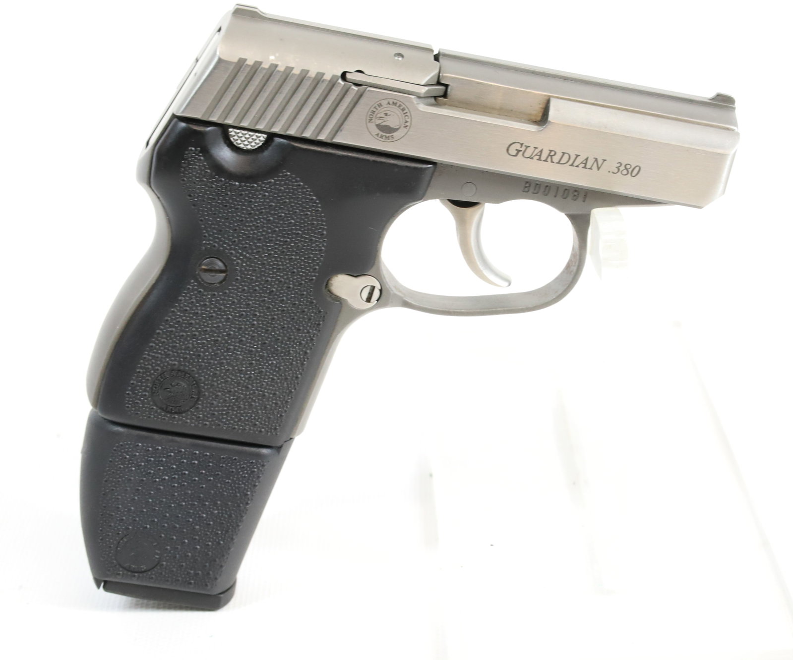 NORTH AMERICAN ARMS GUARDIAN 380: 380 CAL, SERIAL# BD01081, 2 1/2" BARREL Registration: Terms: THIS GUN REQUIRES REGISTRATION OR AN FFL TRANSFER TO PURCHASE