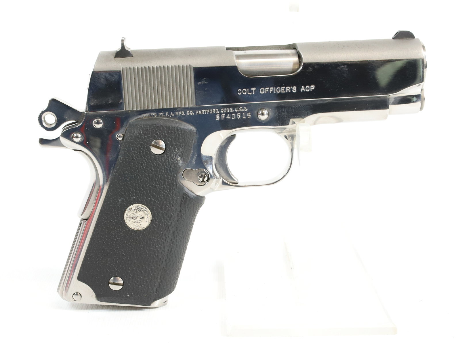 COLT MKIV SERIES 80 OFFICERS MODEL SEMI AUTO PISTOL: 45 CAL, SERIAL# SF40515, 4" BARREL, NEW IN BOX Registration: Terms: THIS GUN REQUIRES REGISTRATION OR AN FFL TRANSFER TO PURCHASE