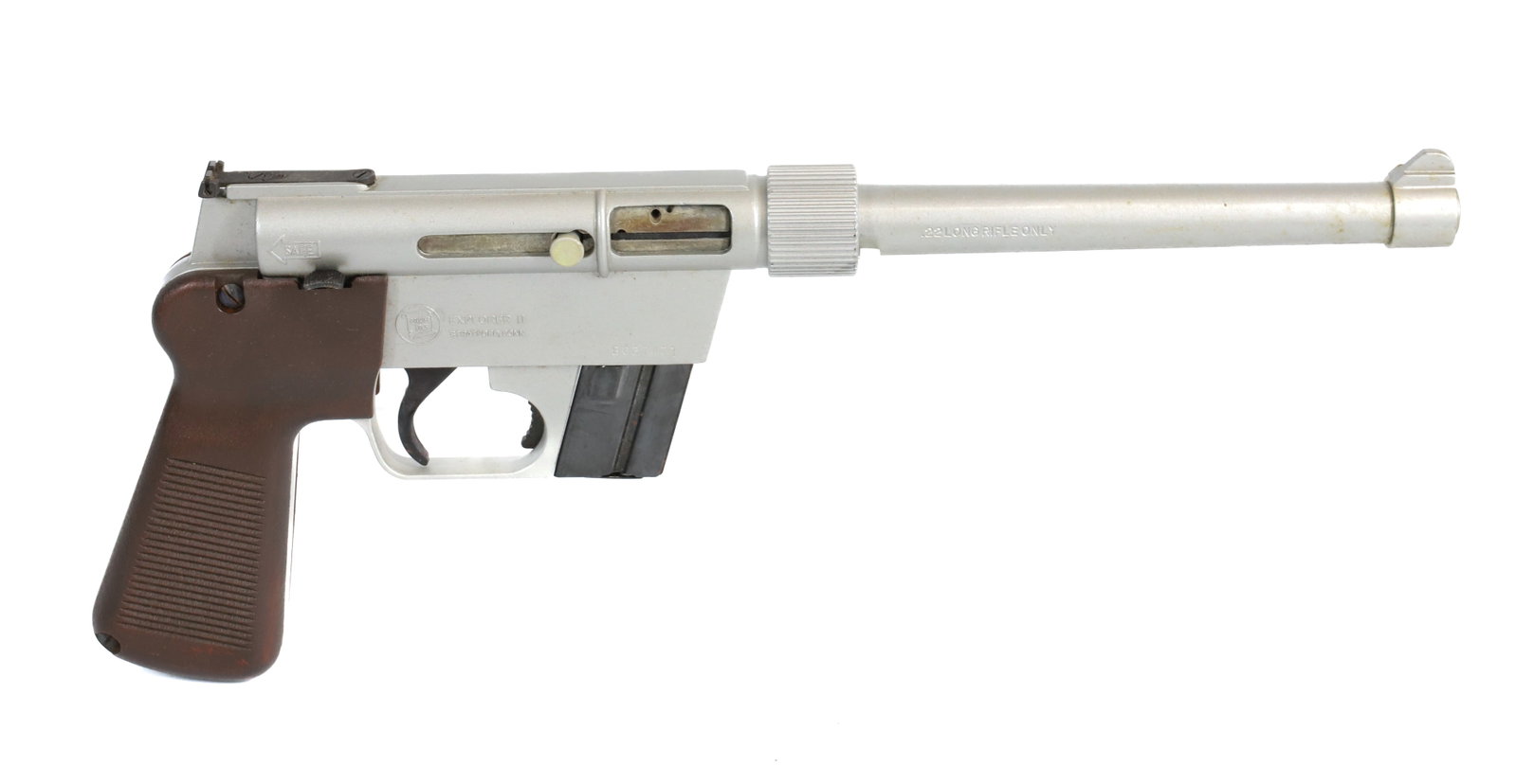 CHARTER ARMS EXPLORER II SEMI AUTO PISTOL: 22 LONG RIFLE, SERIAL# B027471, 8" BARREL- THIS GUN REQUIRES REGISTRATION OR AN FFL TRANSFER TO PURCHASE