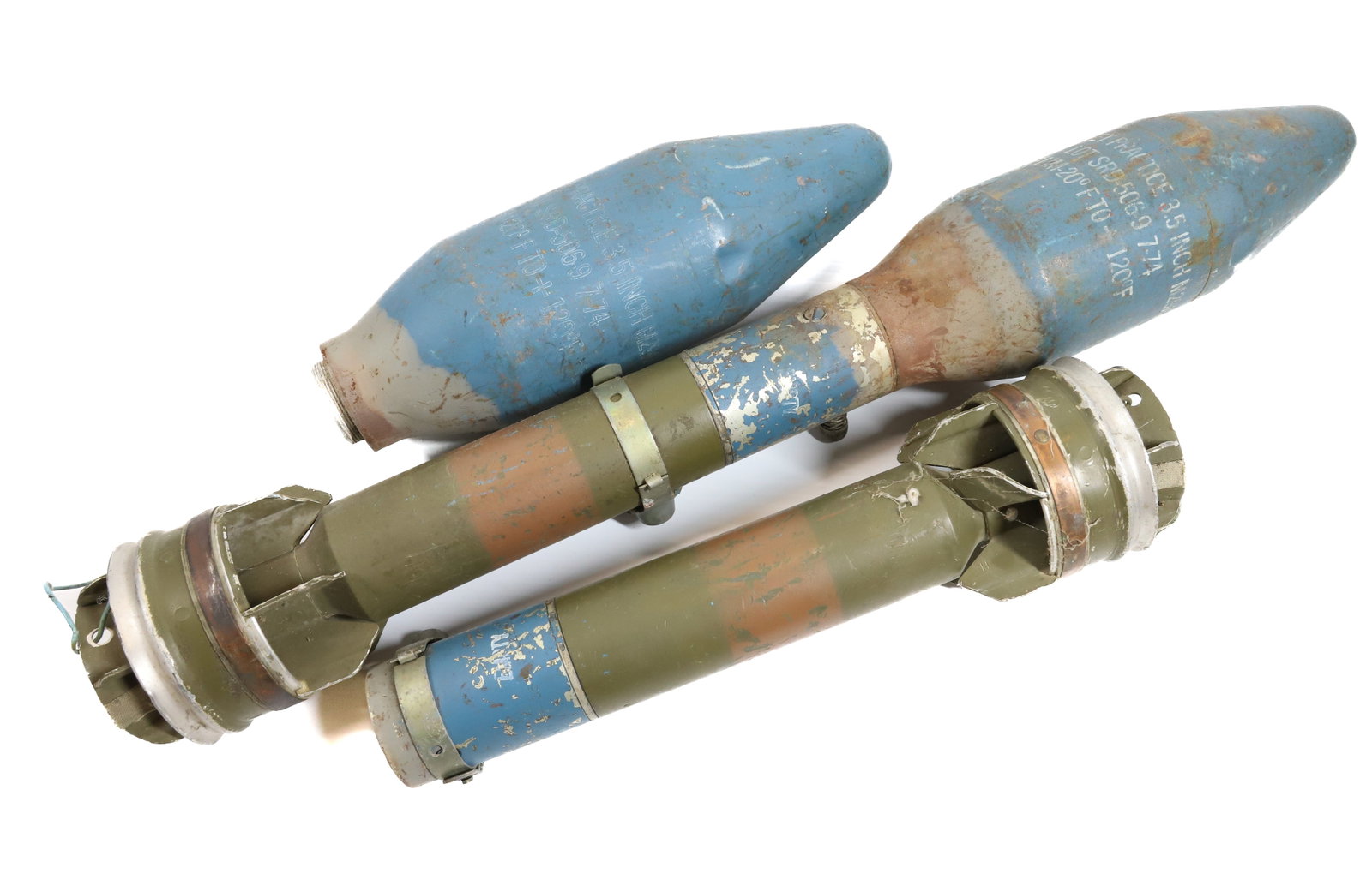 TARGET ROCKETS (3): ROCKETS AND PARTS, MARKED; ROCKET PRACTICE 3.5 INCH, M29A2