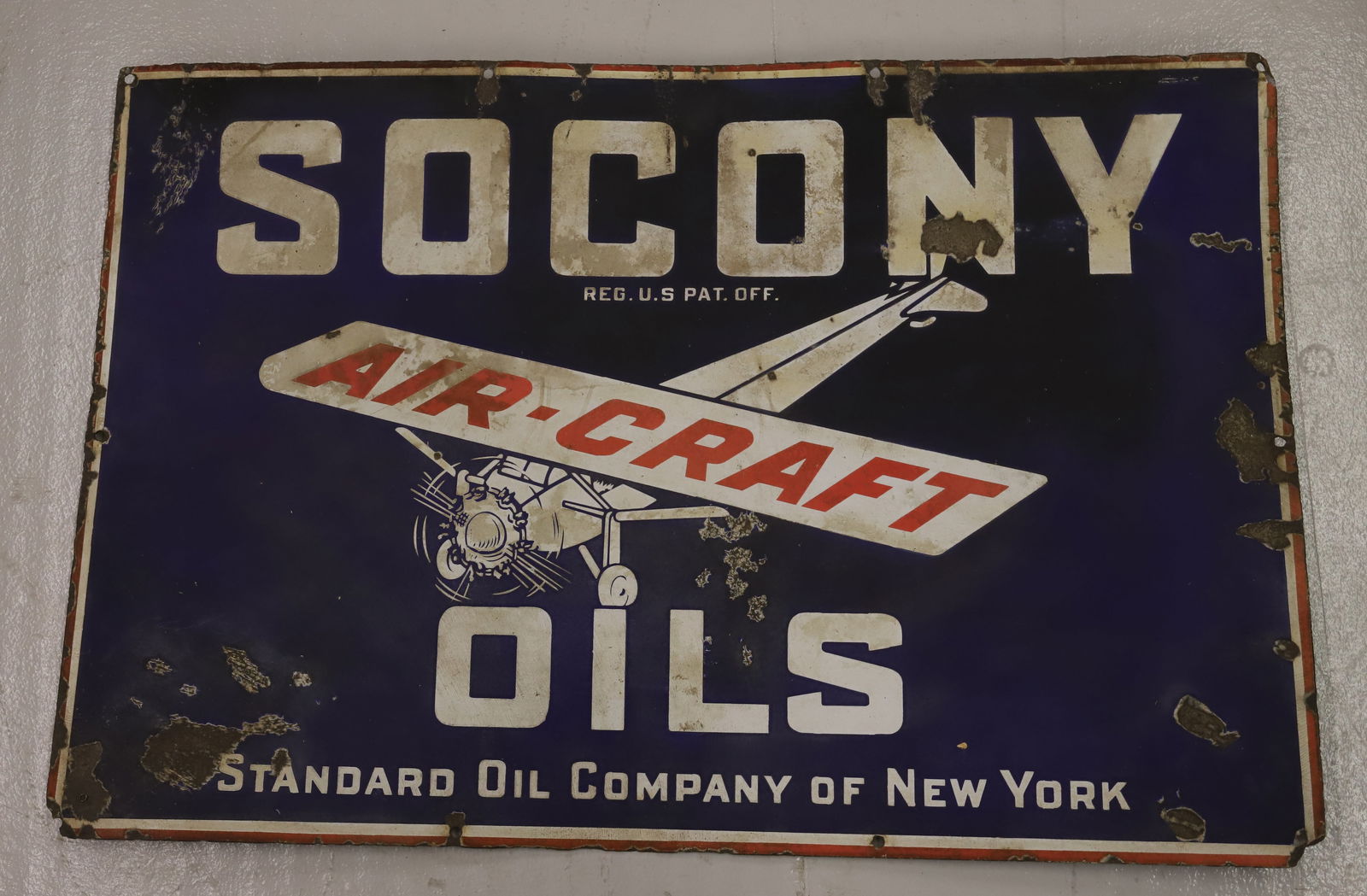 PORCELAIN SOCONY OILS AIRCRAFT ADVERTISING SIGN (1 of 3)