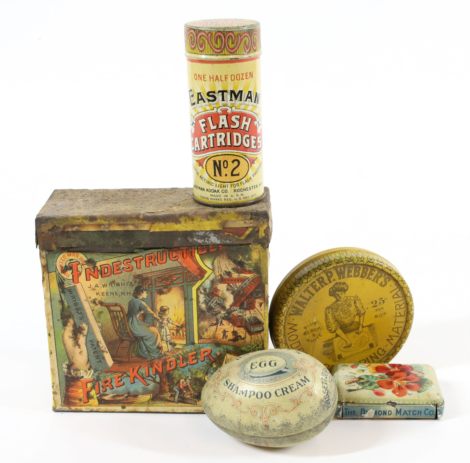 LOT OF ANTIQUE ADVERTISING TINS (1 of 6)