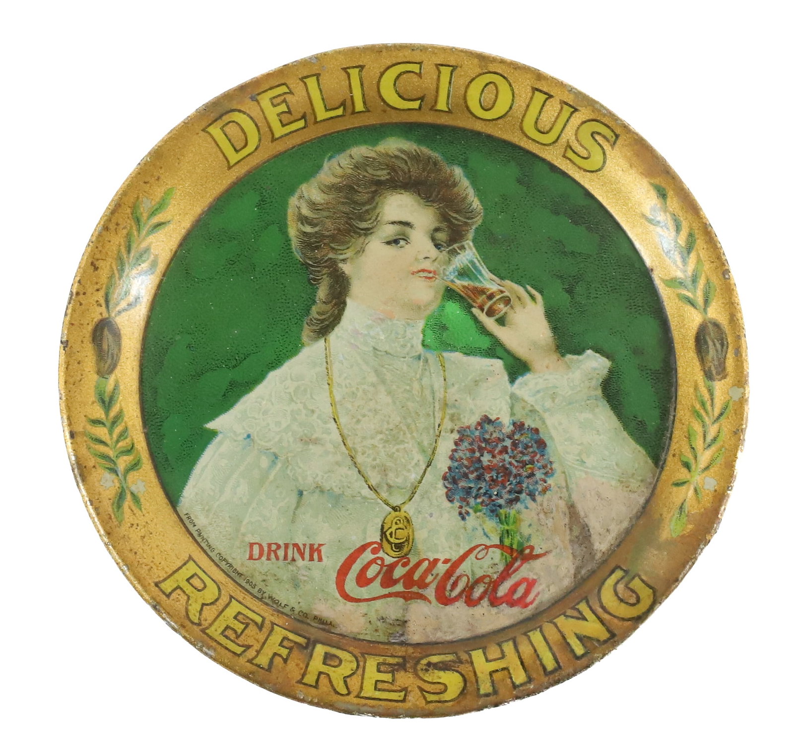 ANTIQUE COCA COLA ROUND TIP TRAY (1 of 2)