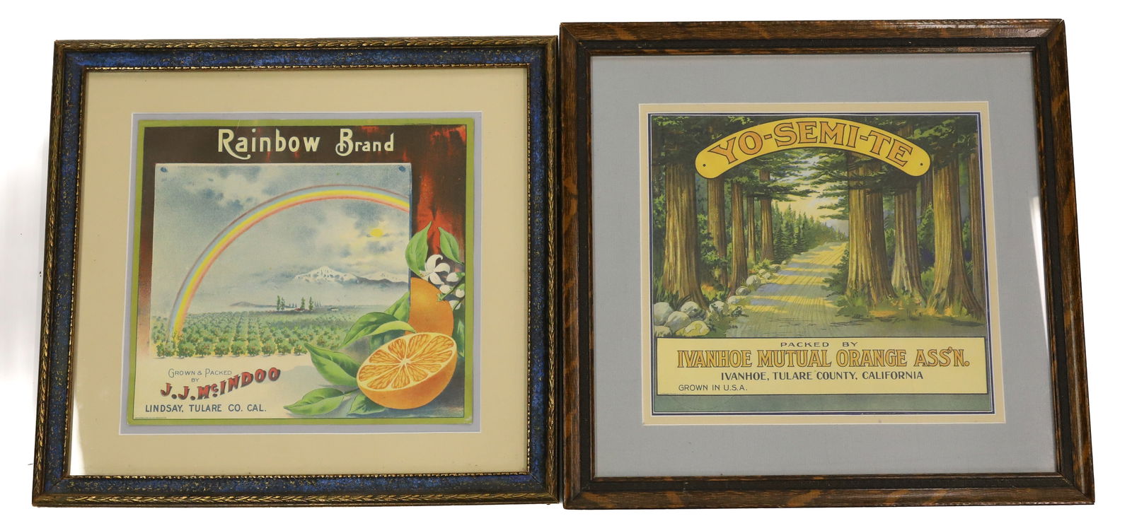 (2) VINTAGE FRAMED CRATE LABELS (1 of 4)