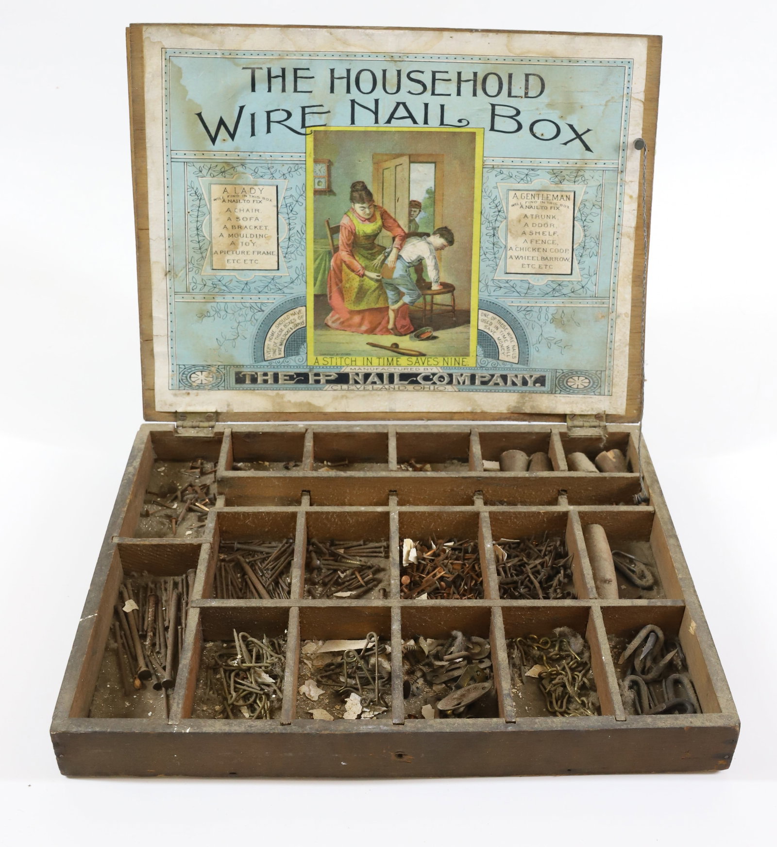 WOODEN ADVERTISING NAIL BOX (1 of 3)