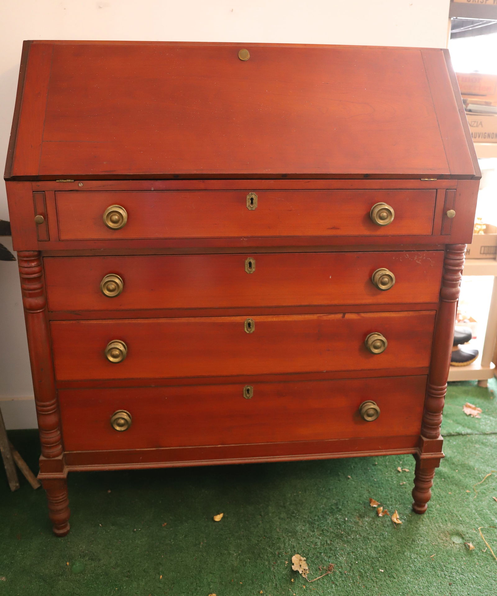 19TH CENTURY CHERRY DROP FRONT DESK (1 of 5)