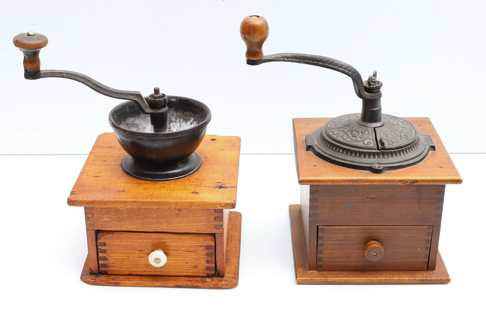 (2) WOODEN COFFEE GRINDERS (1 of 4)