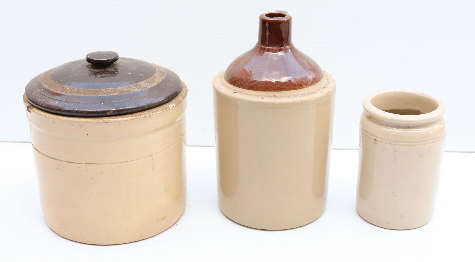 (3) STONEWARE CROCKS (1 of 4)