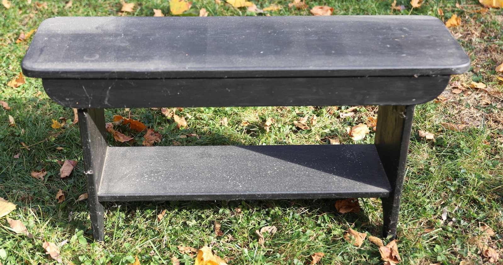 BLACK WOODEN BENCH AND PLUSH ANIMALS: BENCH IS 16 1/2" X 31" X 9" Terms: PLEASE READ CAREFULLY -THIS IS AN ONLINE ONLY AUCTION. Terms for Purchasing and Shipping of Auction Items. Please read carefully before bidding. All payments for pur
