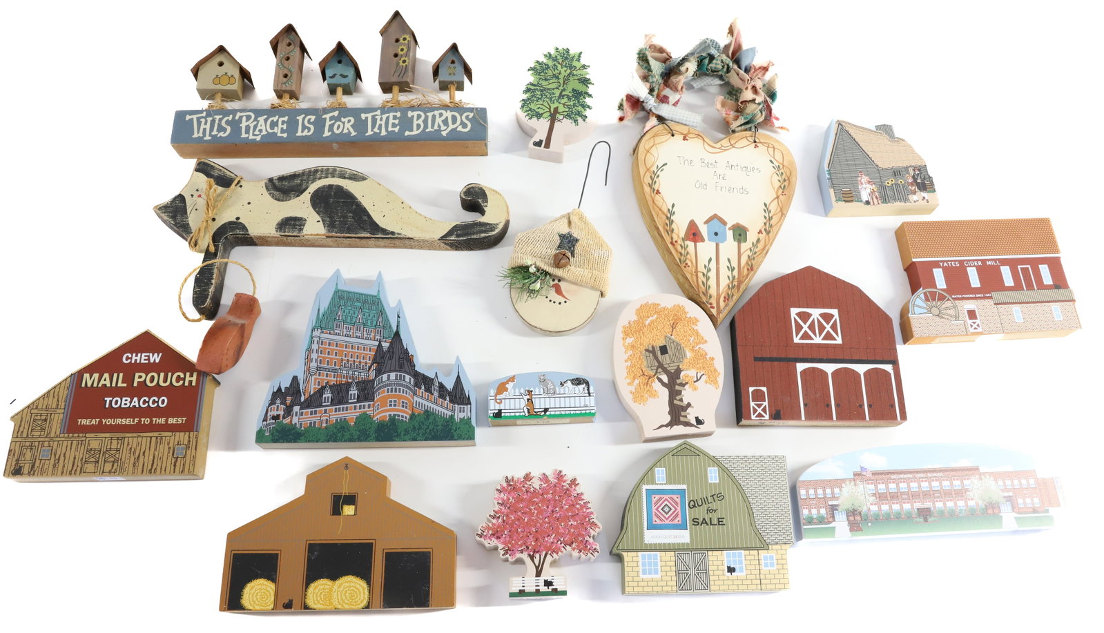 LOT OF PAINTED BUILDING CUTOUTS: THE CATS MEOW BRAND, PLUS OTHER COUNTRY ITEMS Terms: PLEASE READ CAREFULLY -THIS IS AN ONLINE ONLY AUCTION. Terms for Purchasing and Shipping of Auction Items. Please read carefully before bidding. Al