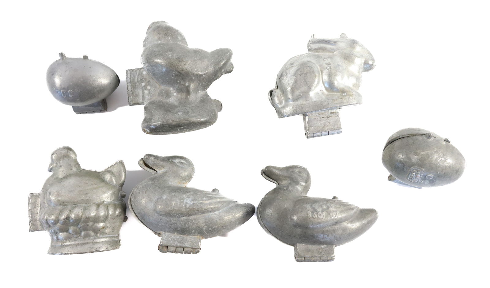 LOT OF PEWTER CHOCOLATE MOLDS (1 of 2)