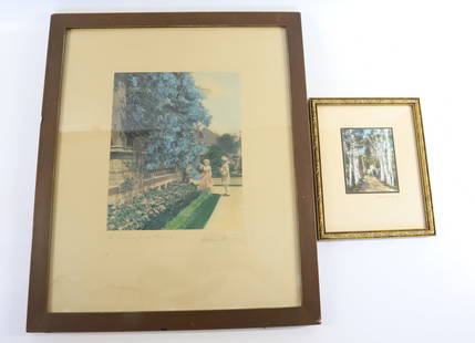 WALLACE NUTTING PRINT LOT: (2) INCLUDING ; "A TOKEN FOR A FRIEND" 9 1/4" X 7 1/2 - EXTERIOR OF DIRTH PATCH THROUGH TREES 4" X 4" Terms: PLEASE READ CAREFULLY -THIS IS AN ONLINE ONLY AUCTION. Terms for Purchasing and Shipping of