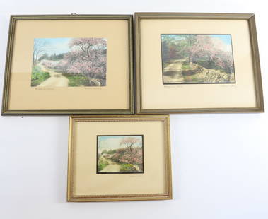 WALLACE NUTTING PRINT LOT: (3) INCLUDING; "DECKED AS A BRIDE", EXTERIOR WALKING PATH, AND "HONEYMOON STROLL" - 4 3/4" X 6 3/4", 4 3/4" X 6 3/4" AND 3" X 3 3/4" Terms: PLEASE READ CAREFULLY -THIS IS AN ONLINE ONLY AUCTION. Terms