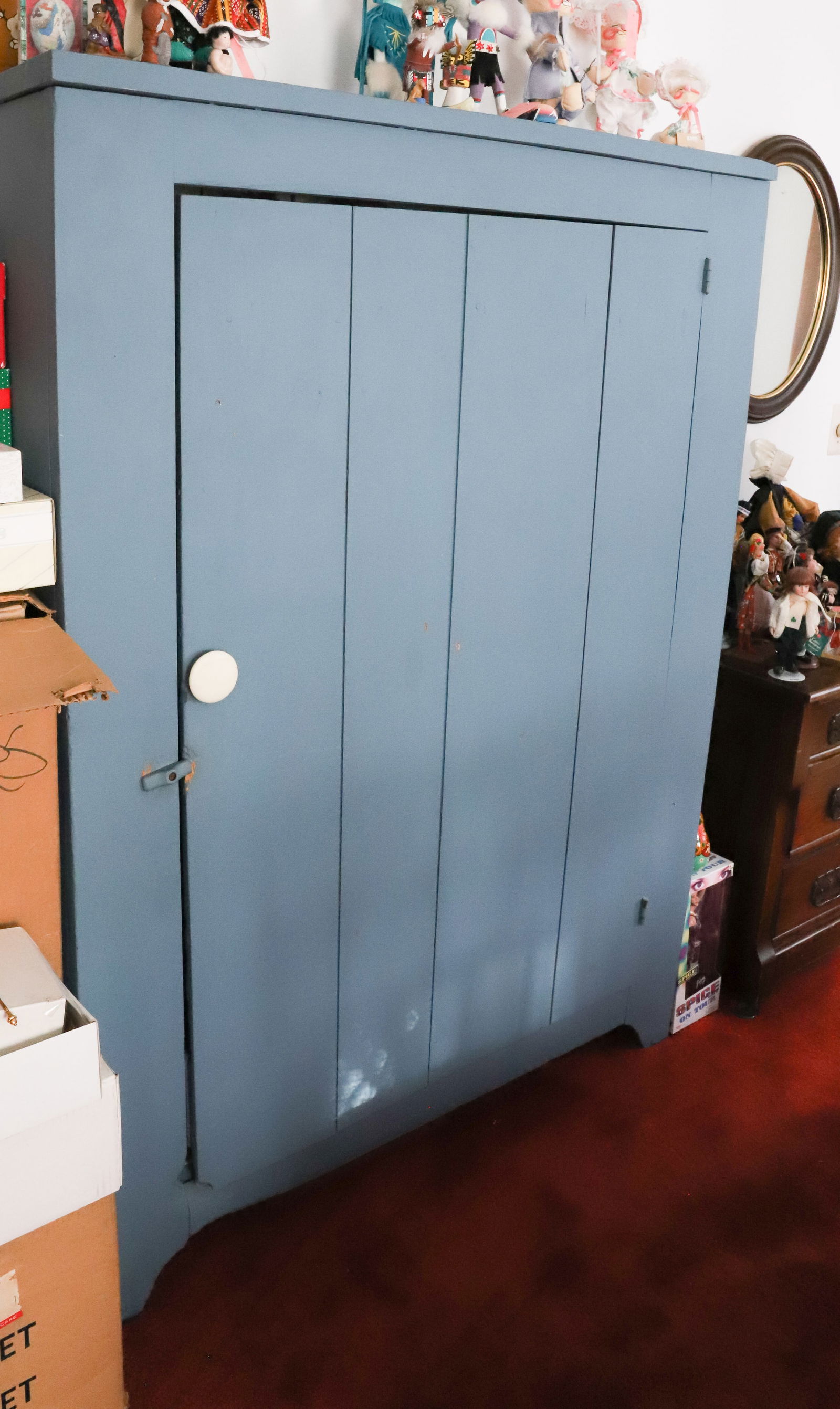 BLUE PAINTED ONE DOOR COUNTRY CUPBOARD (1 of 3)