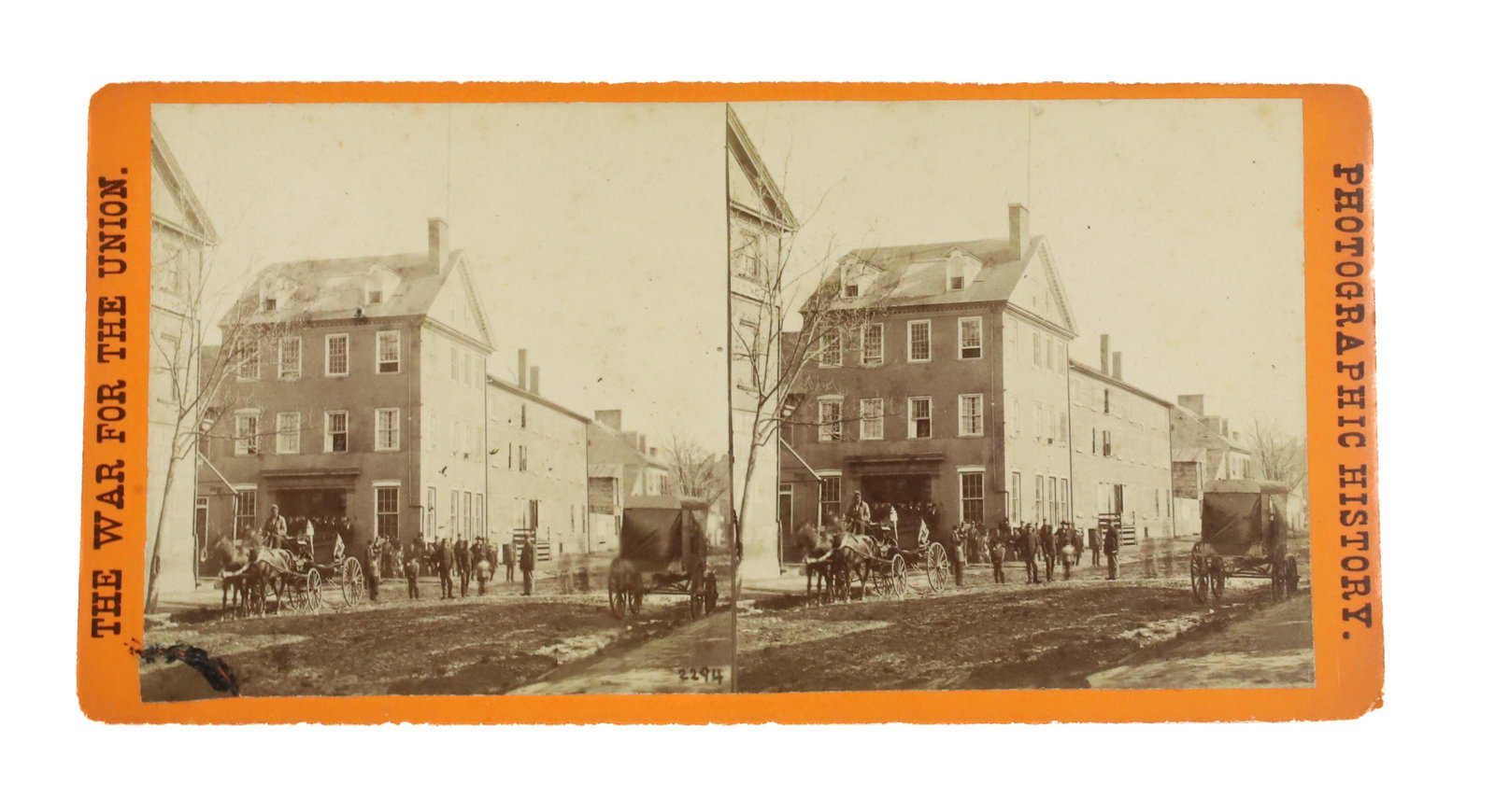 THE WAR FOR THE UNION STEREOVIEW: MARSHALL HOUSE ALEXANDRIA,THE SCENE OF COL. ELLSWORTH'S ASSASSINATION #2294 PUBLISHED E. & H.T.ANTHONY & CO NEGATIVE BY BRADY & CO 3 1/2" X 7" Terms: PLEASE READ CAREFULLY -THIS IS AN ONLINE ONLY AUCT