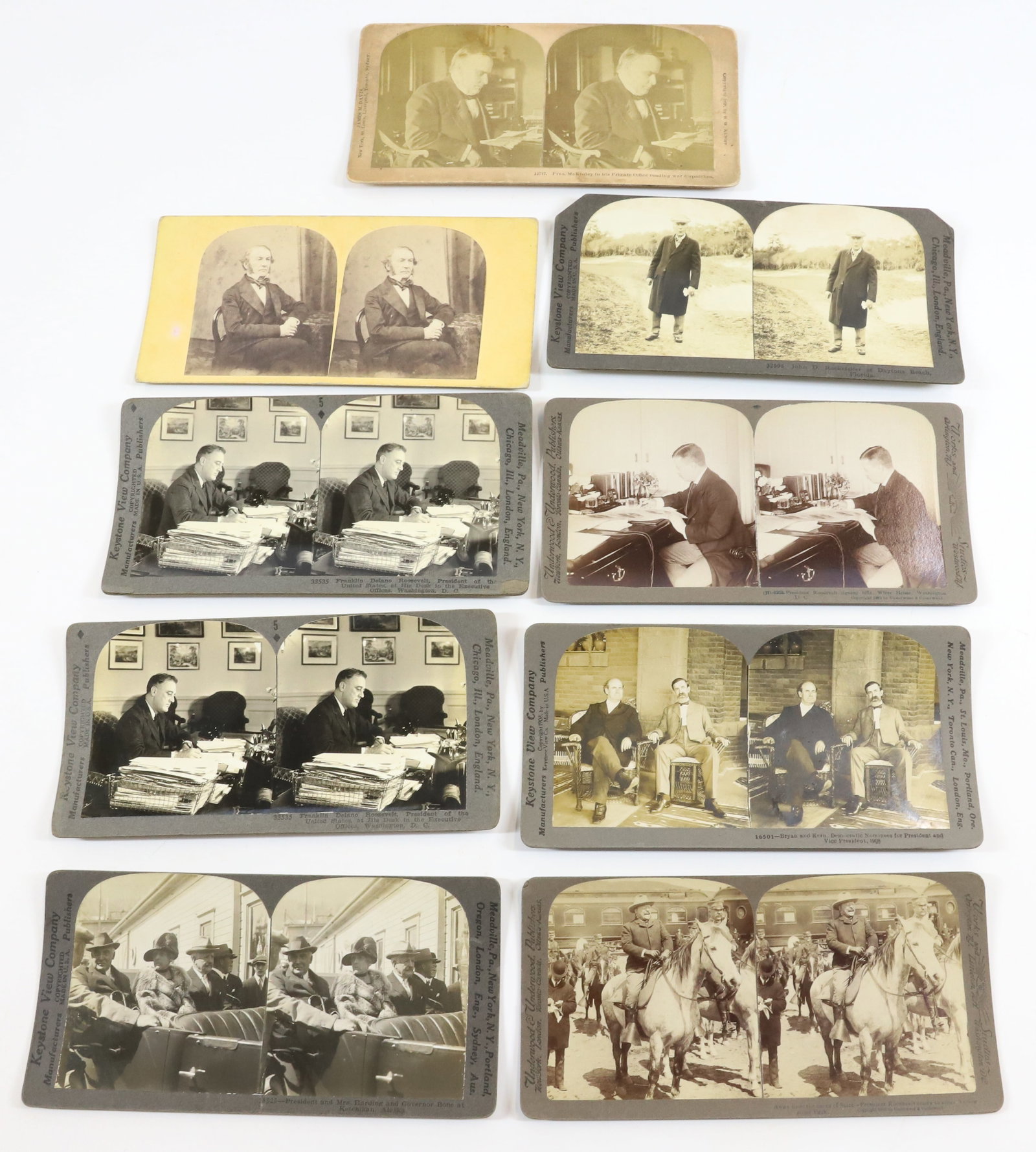 (9) PRESIDENTIAL STEREOVIEWS: FROM PRESIDENT HARDING TO FRANKLIN ROOSEVELT PLUS WILLIAM GLADSTONE Terms: PLEASE READ CAREFULLY -THIS IS AN ONLINE ONLY AUCTION. AUTO-PAY WILL RUN IMMEDIATELY FOLLOWING THE AUCTION!! Terms for Purcha
