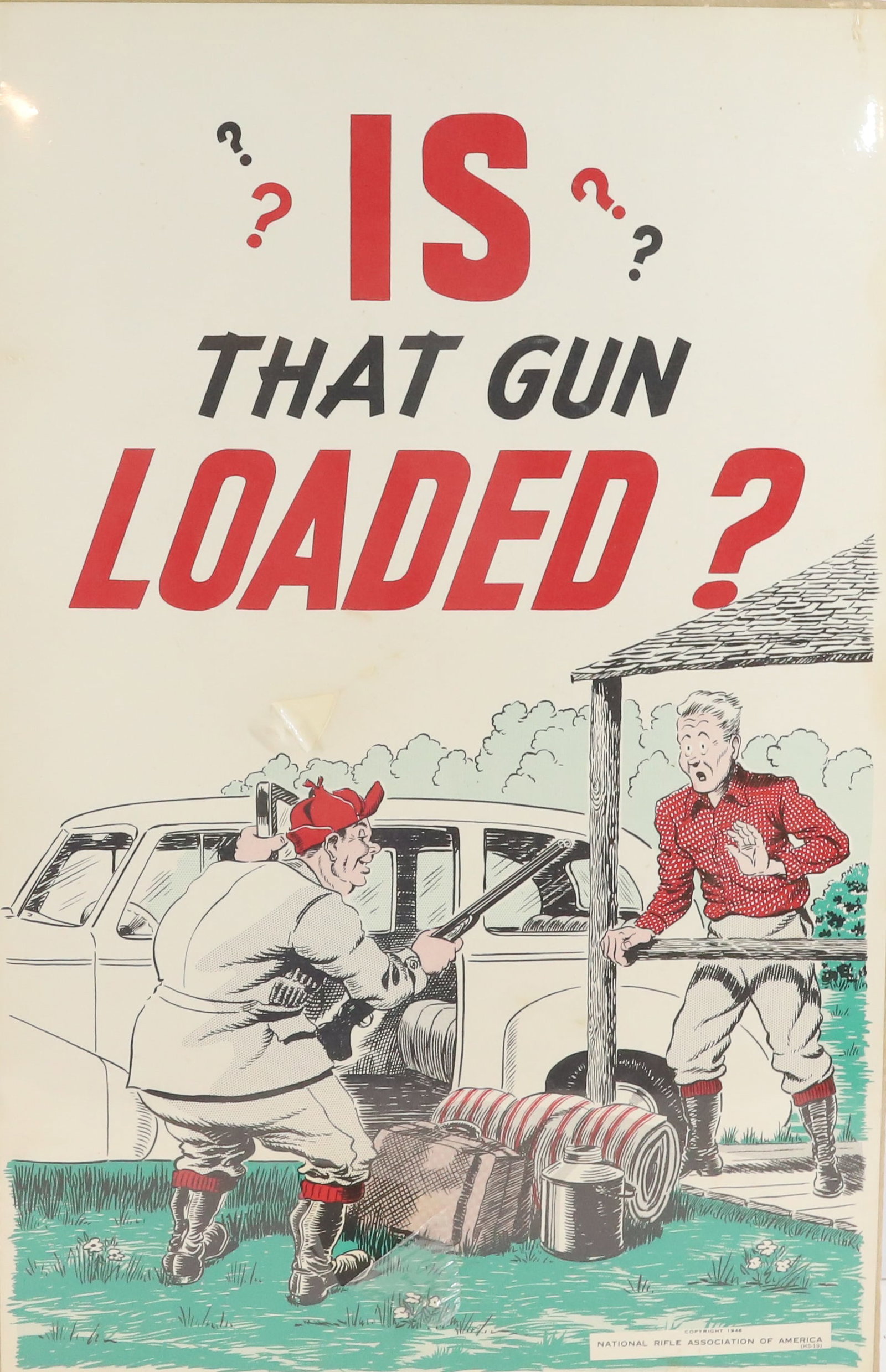 1946 NRA COMIC AD: IS THAT GUN LOADED? 1946 NATIONAL RIFLE ASSOCIATION...MEASURES 22" X 14"... Terms: PLEASE READ CAREFULLY -THIS IS AN ONLINE ONLY AUCTION. AUTO-PAY WILL RUN IMMEDIATELY FOLLOWING THE AUCTION!! Terms fo