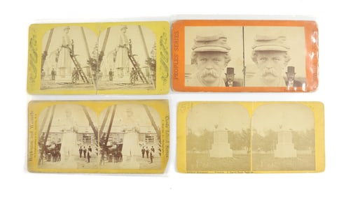 (4) STEREOVIEWS ANTIETAM MONUMENT,