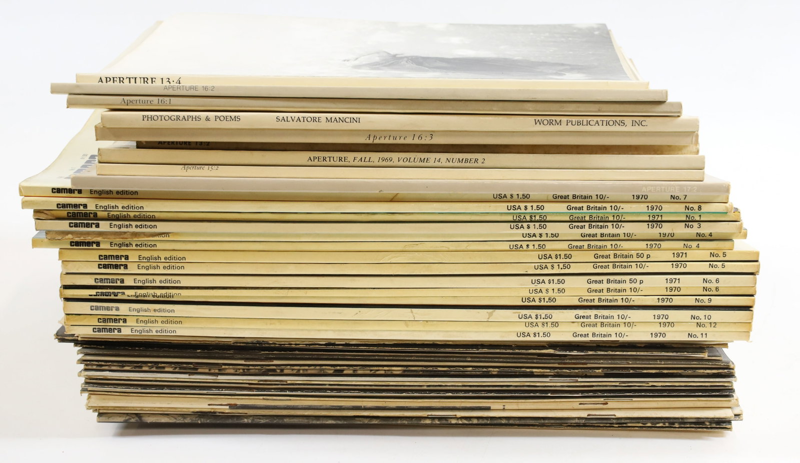 LOT OF ART PHOTOGRAPHY MAGAZINES, COFFEE TABLE BOOKS: INCLUDING: 1969-1971 INFINITY MAGAZINES. (14) CAMERA MAGAZINES. (9) APERTURE. Terms: PLEASE READ CAREFULLY -THIS IS AN ONLINE ONLY AUCTION. AUTO-PAY WILL RUN IMMEDIATELY FOLLOWING THE AUCTION!! Terms 