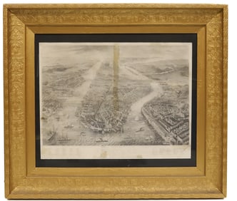 1867 BIRDS EYE VIEW OF NEW YORK CITY