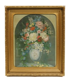 LARGE VICTORIAN FLORAL LITHOGRAPH