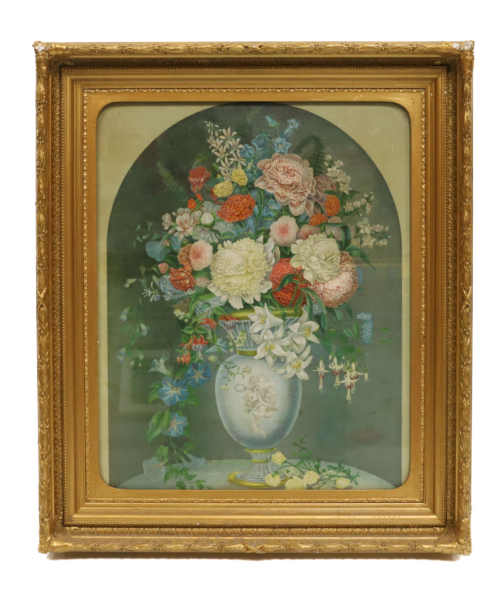 LARGE VICTORIAN FLORAL LITHOGRAPH (1 of 5)