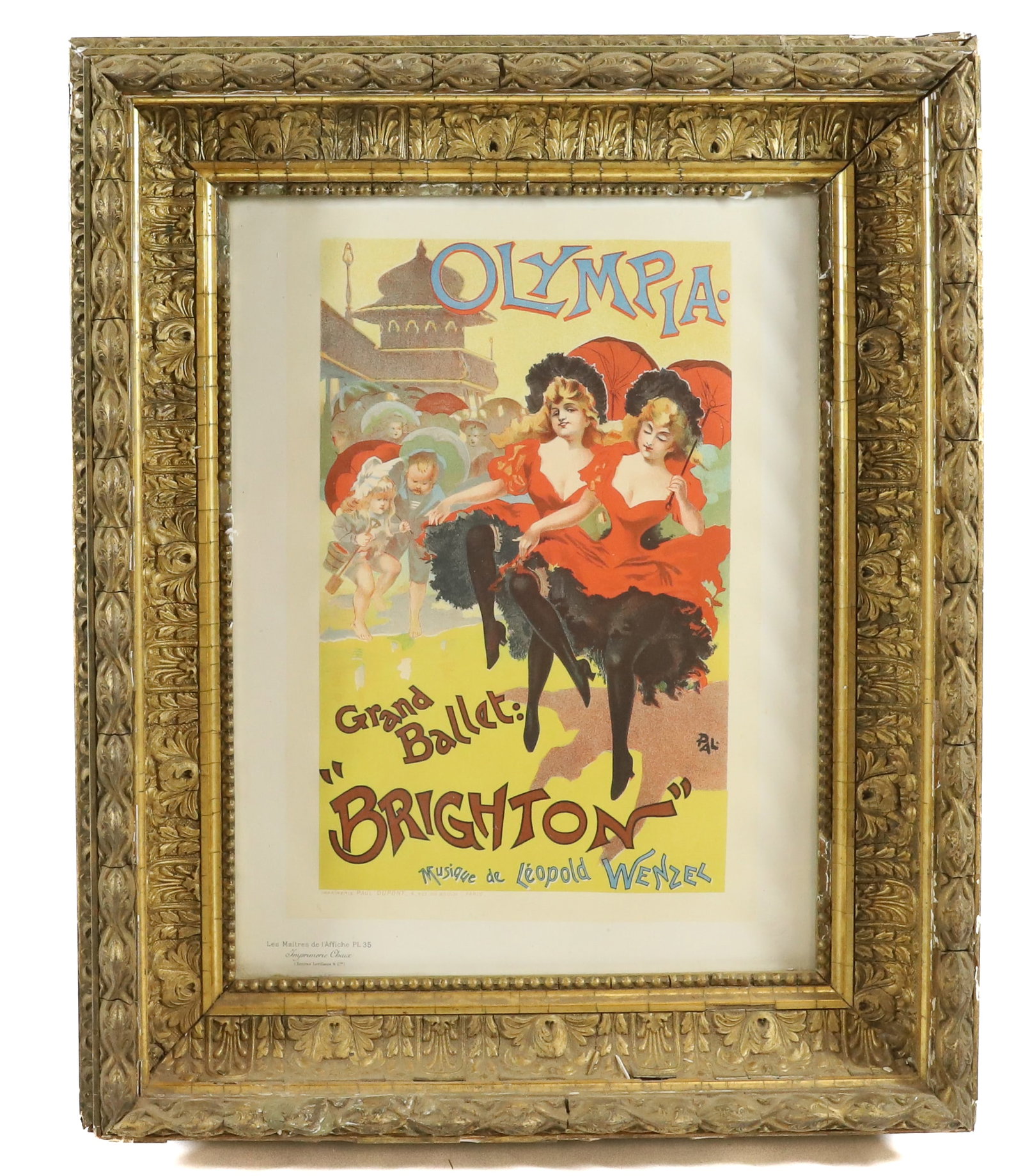 FRENCH OLYMPIA PRINT: DIMINUTIVE COPY OF THE BRIGHTON GRAND BALLET 20" X 16" FRAMED IN ANTIQUE DEEP GOLD FRAME Terms: PLEASE READ CAREFULLY -THIS IS AN ONLINE ONLY AUCTION. AUTO-PAY WILL RUN IMMEDIATELY FOLLOWING THE AUCTI