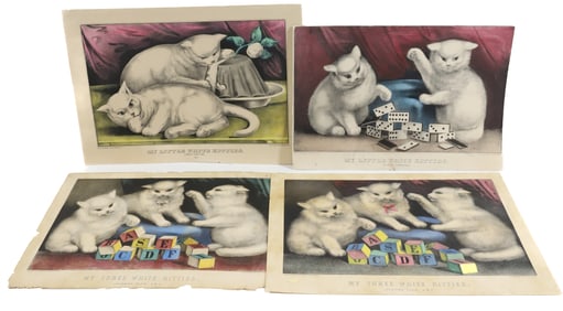 (4) CURRIER & IVES CATS