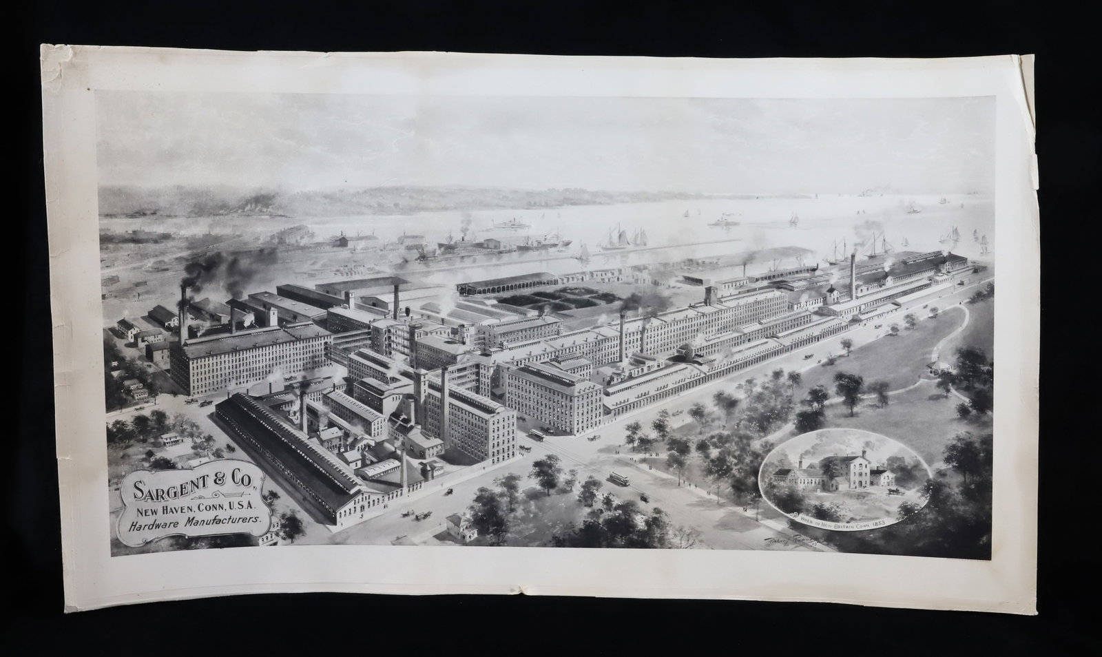PHOTOGRAVURE OF "SARGENT & CO., HARDWARE MANUFACTURERS": MRKD. BOTTOM RIGHT "PHOTOGRAVURE BY A.W. ELSON & CO. BOSTON" SARGENT & CO., NEW HAVEN, CONN, USA, HARDWARE MANUFACTURERS. 17 3/4" X 31 1/2". Terms: PLEASE READ CAREFULLY -THIS IS AN ONLINE ONLY AUCTIO