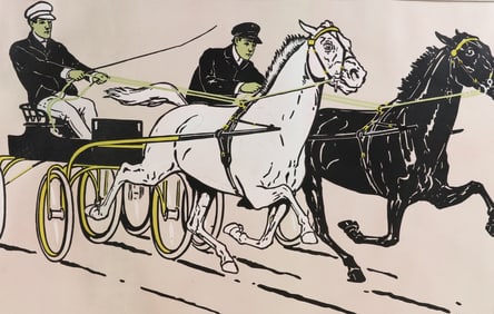 VINTAGE HORSE PRINT, "HOT BRUSH"