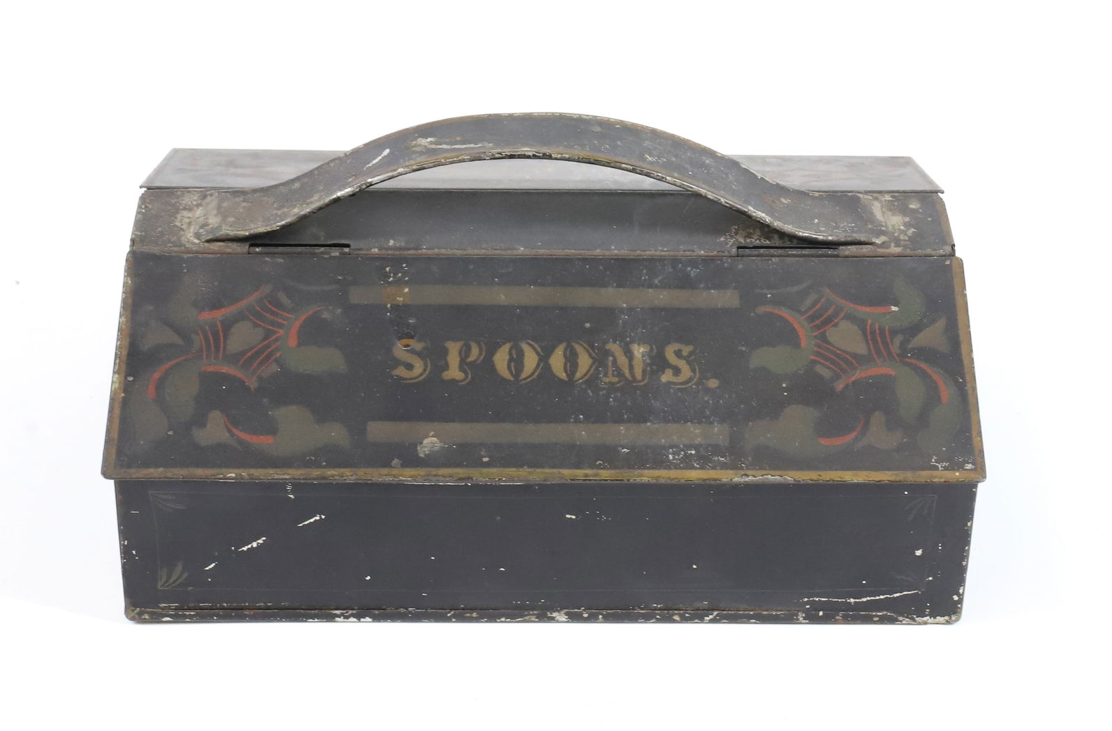 PAINT DECORATED TIN CUTLERY BOX (1 of 4)
